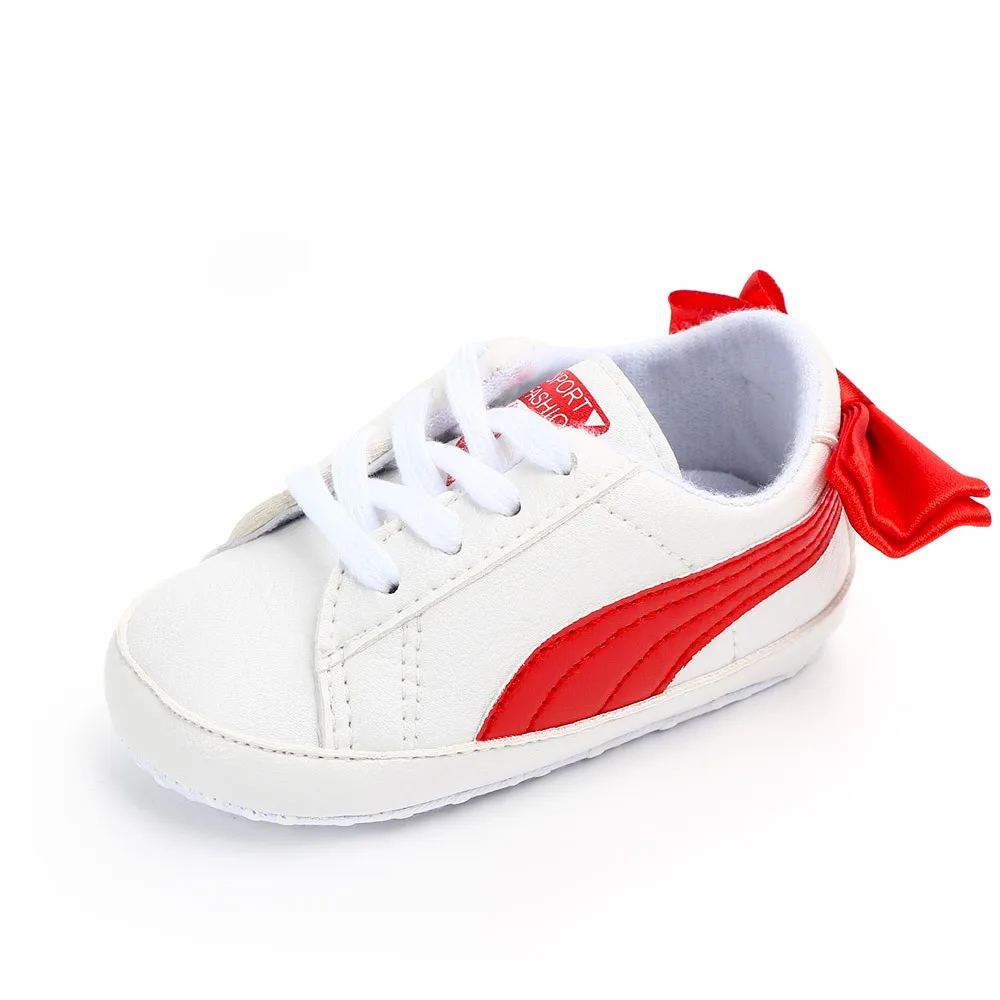 dkDaKanl Soft Soles BabY White Shoes 0-2 Years Anti Slip Newborn Crib Ventilate PU For Pre Walk Infant Toddler |