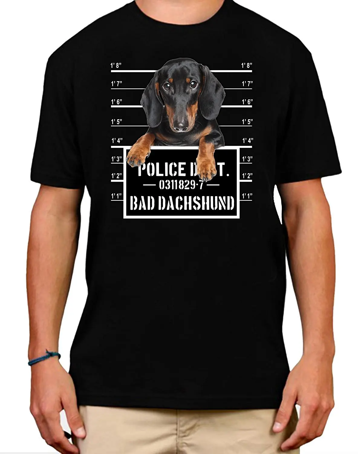Забавная черная футболка с принтом Bad Dachshund Собака тюрьма Мужская модная новинка