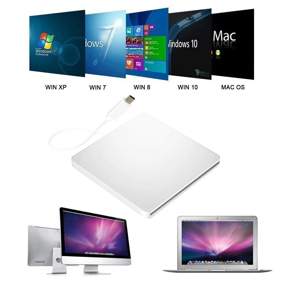USB 3. 0 Type C внешний слот с нагрузкой CD DVD RW оптический привод супер для Mac/PC/Apple