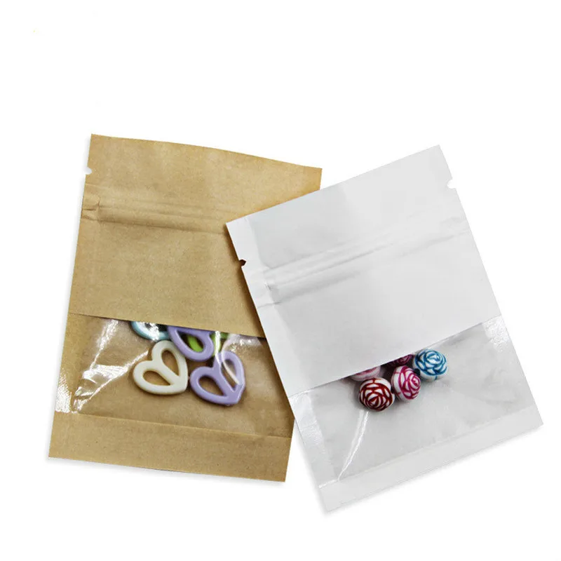 

100pcs 7x9cm(2.7x3.5in) High Quality Tear Notch Package Bags, Heat Sealing Foil Mylar Zip lock Kraft Paper Bag Storage Small bag