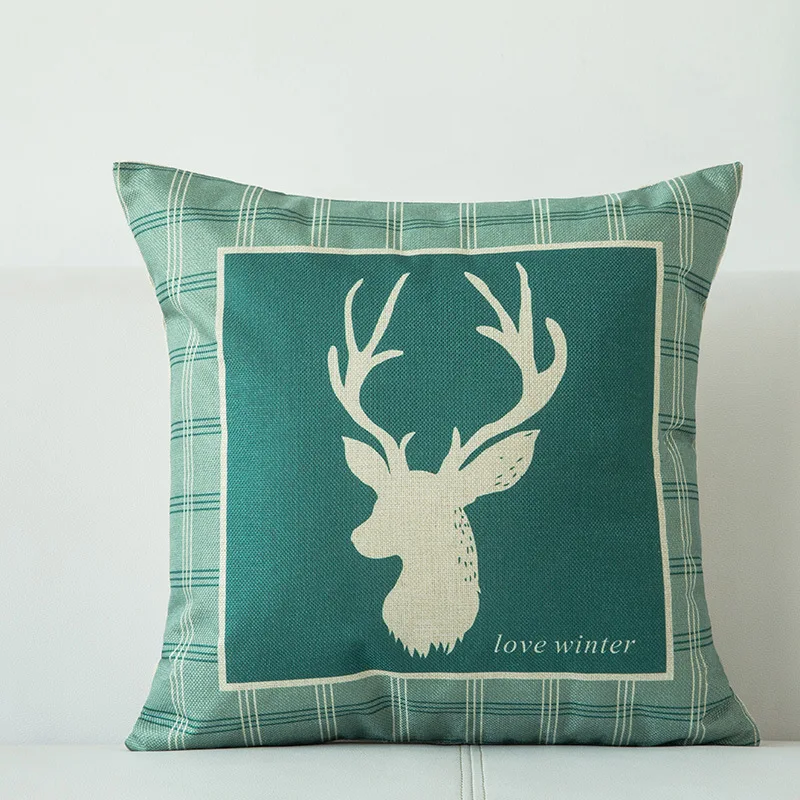 Новый скандинавский стиль зеленая Геометрическая лося хлопковая льняная