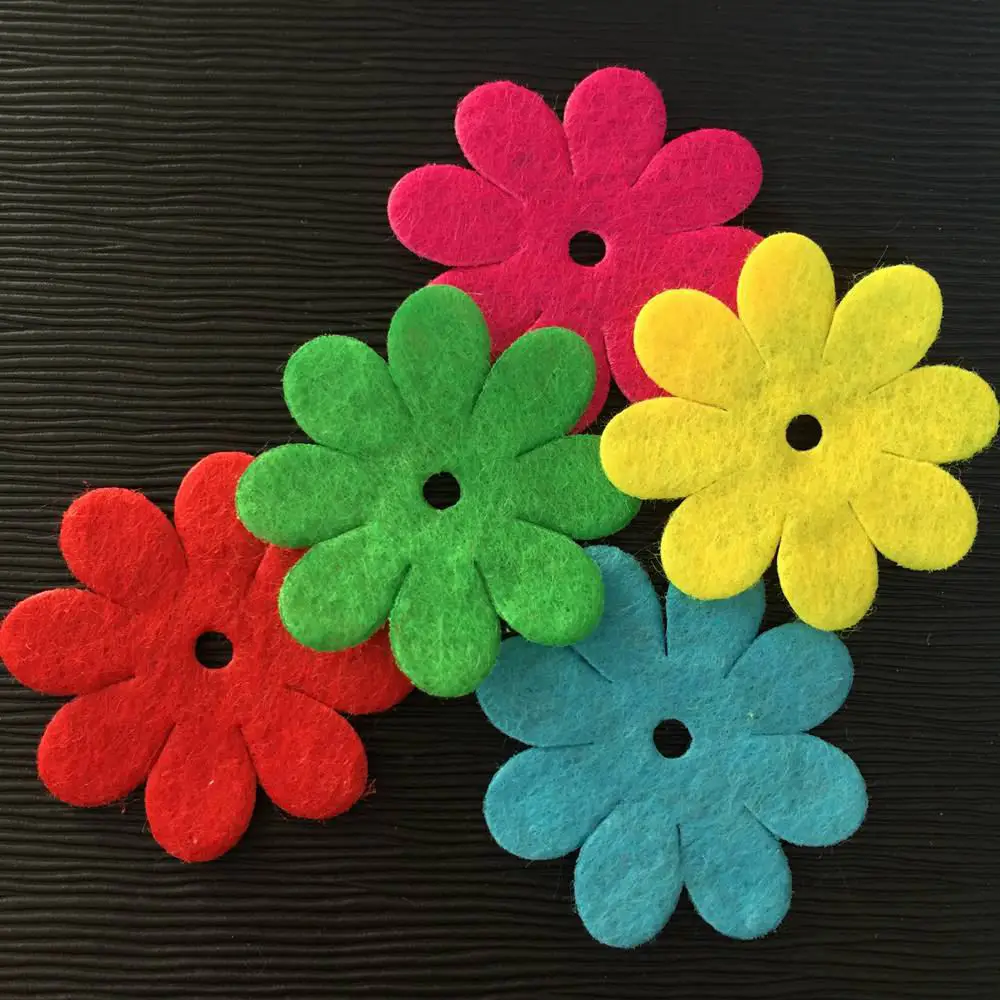 NEW 50PCS Mix 35mm Padded Felt Spring Flower Appliques Crafts Wedding Making DIY A66A | Дом и сад
