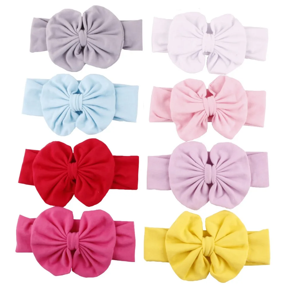 

8pcs/lot Baby Hair Accessories All Cotton Headband Messy Bow Headwrap Sweet Headwear 8 Colors Available Christmas Girls Gift