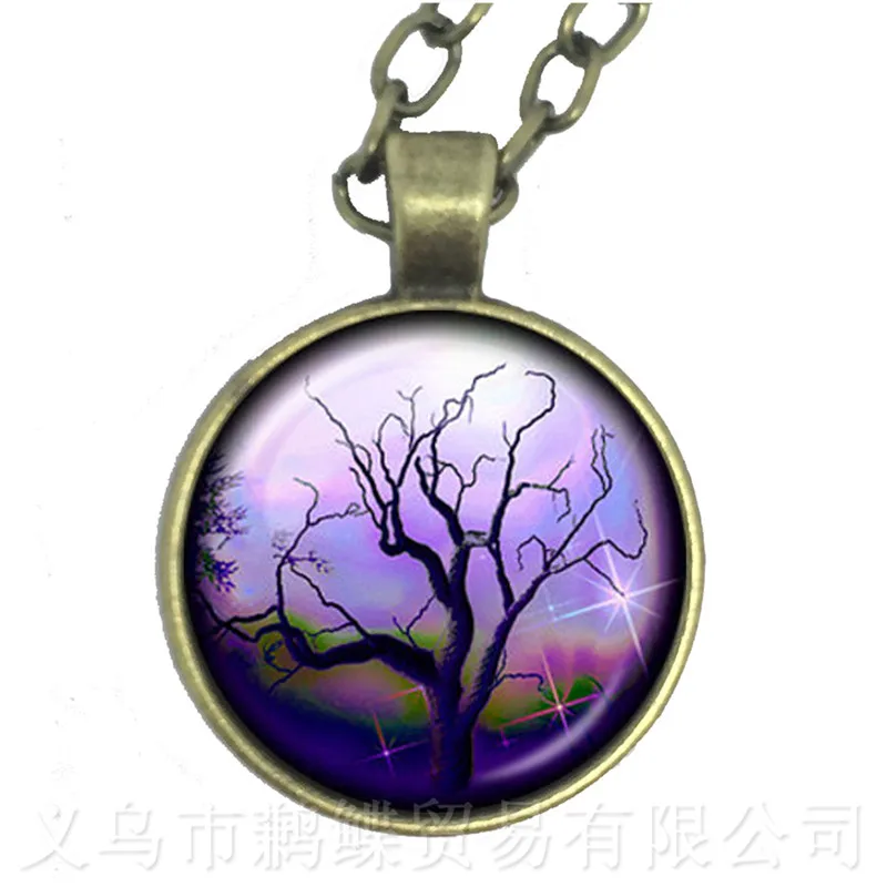 24 стиля Древо жизни стакан драгоценных камней кабошон ожерелье цепочка на свитер
