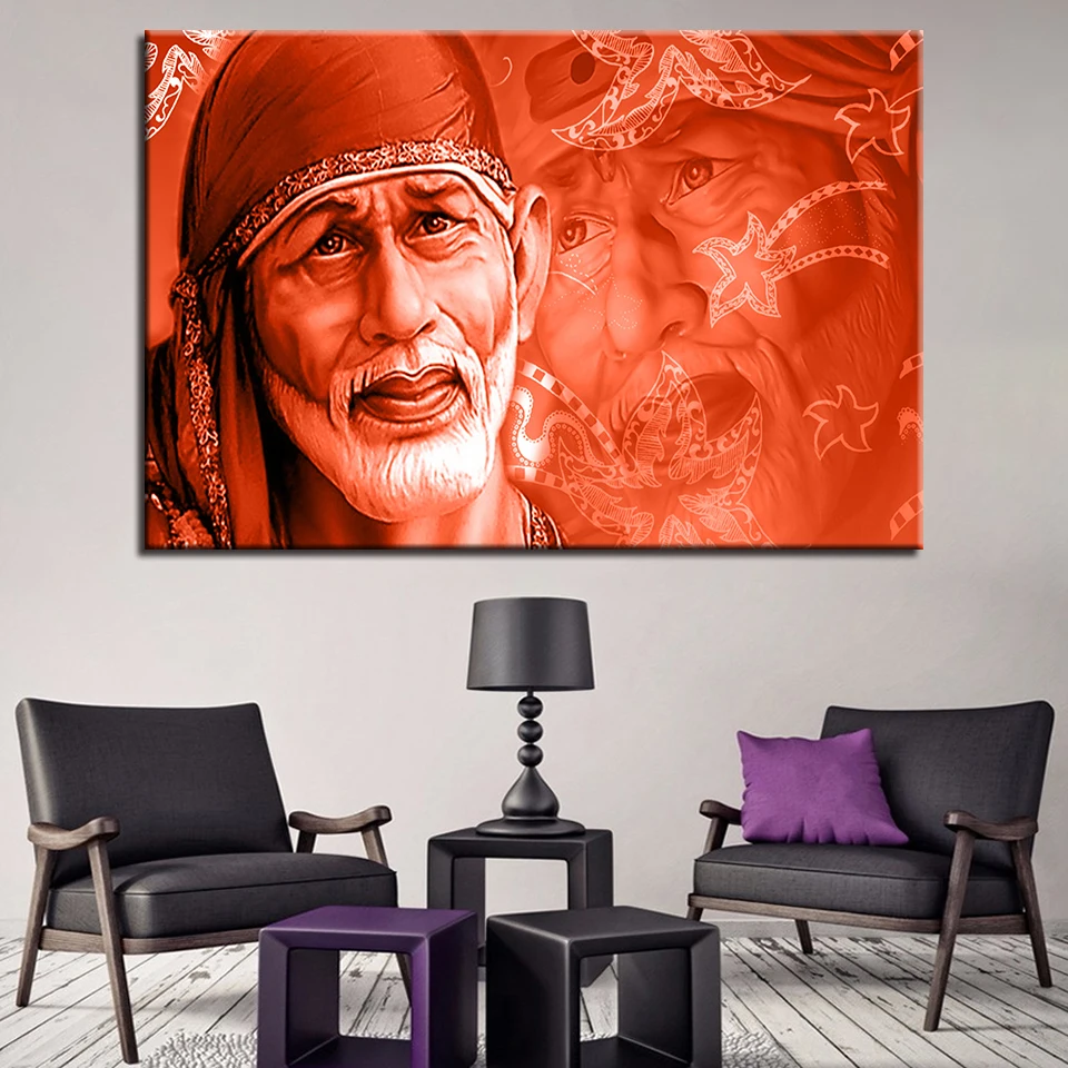 Настенное искусство HD принты украшение дома 1 шт. Lord Sai Baba Gif Холст Картина Рисунок