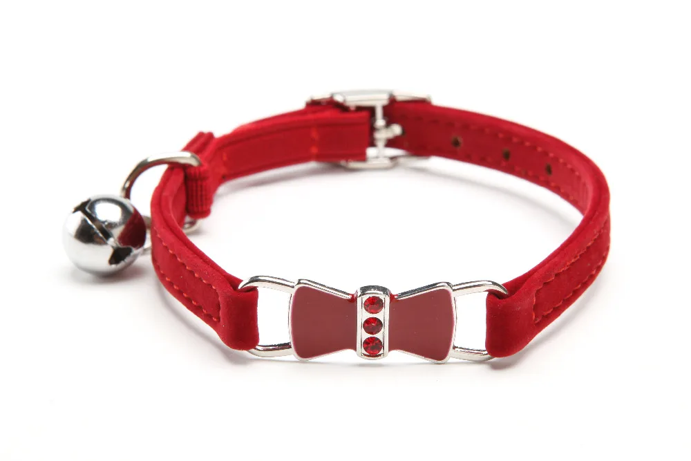 12 шт./лот милые стразы эмаль бант с колокольчиком ошейник для кошки Регулируемый