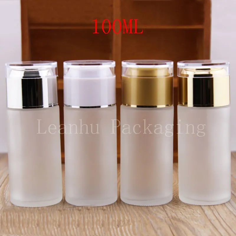 Wholesale 100ml Transparent  Glass Frosted Bottle, 100cc Lotion/Toner Bottle, Comestic Packaging Container