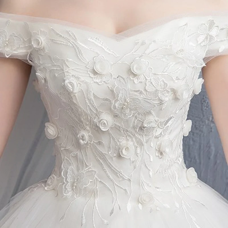 Женское свадебное платье до пола He's Bride Белое Бальное Платье с вышивкой