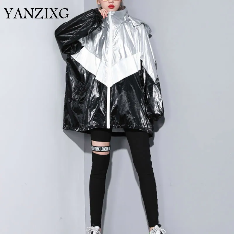 Женское весеннее Новое модное Свободное пальто с капюшоном и длинным рукавом 2019