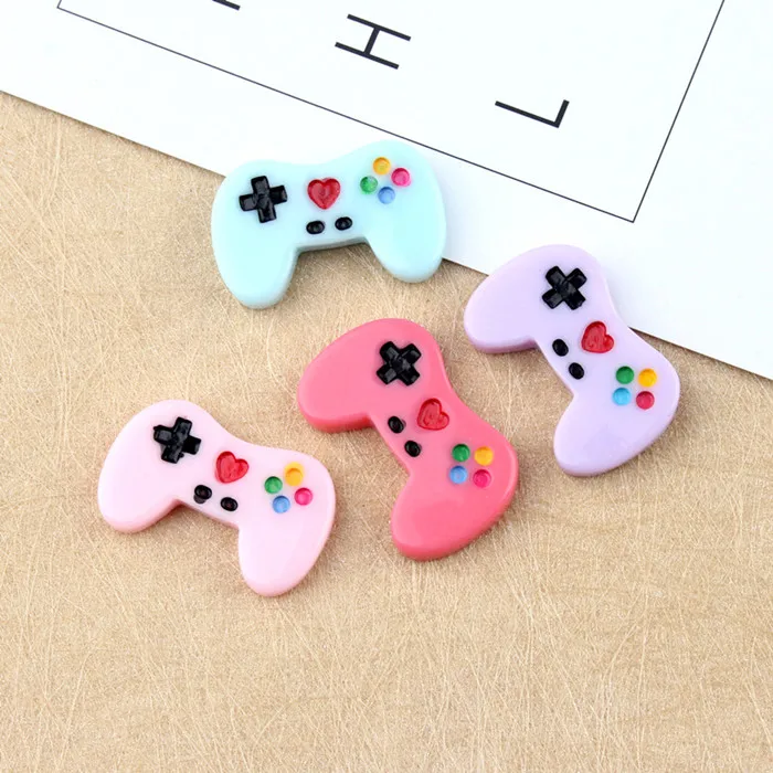 Mixed Color 10 шт. кавайный игровой контроллер с плоской задней частью, кабошоны из смолы для украшения мобильного телефона, чехол, аксессуары для украшения своими руками - Цвет: Mixed Color