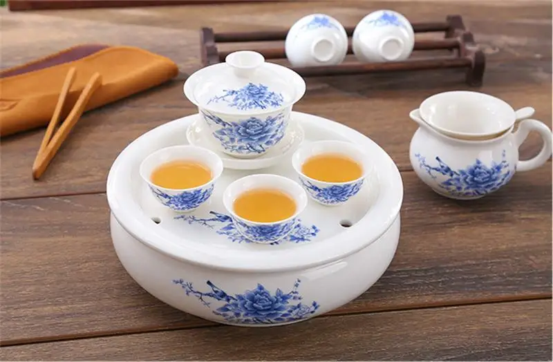 Набор из 8 предметов чайный набор gongfu тонкой костяной фарфора семейный китайский