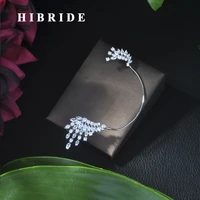 hibride sliver color flower shape zircon water stud crystal pendant earrings for women bridal wedding jewelry e 406