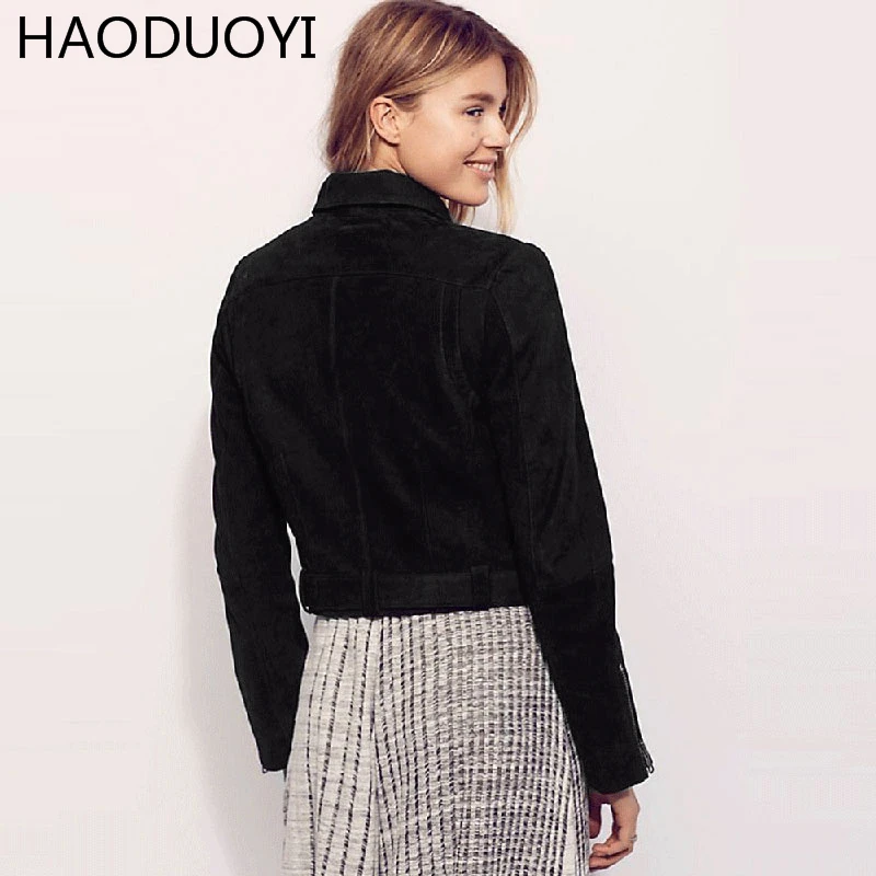 Haoduoyi женская обувь на застежке-молнии Курточка бомбер 2017 Новая мода осень