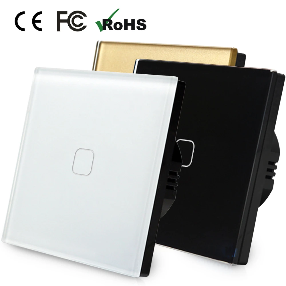 

fashion home CNSKOU 1 gang 2 way touch wall Switch 220V wall light switch EU standard single live line with backlight indicator