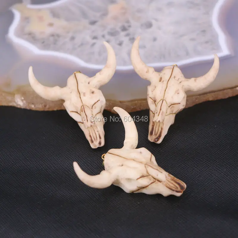 10 шт. подвески из смолы в Форме Головы Быка подвесные бусины форме рога для