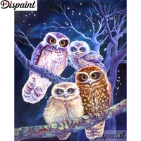 dispaint full squareround drill 5d diy diamond painting cartoon owl scenery 3d embroidery cross stitch home decor gift a12292