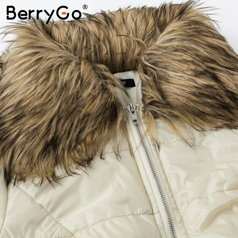 BerryGo элегантное женское пальто с подкладкой меховым воротником парка зима 2018 на