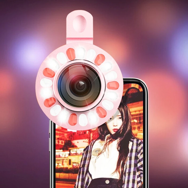 PCircular HD широкоугольный 4 уровня яркости 7-светодиодный зажим для селфи