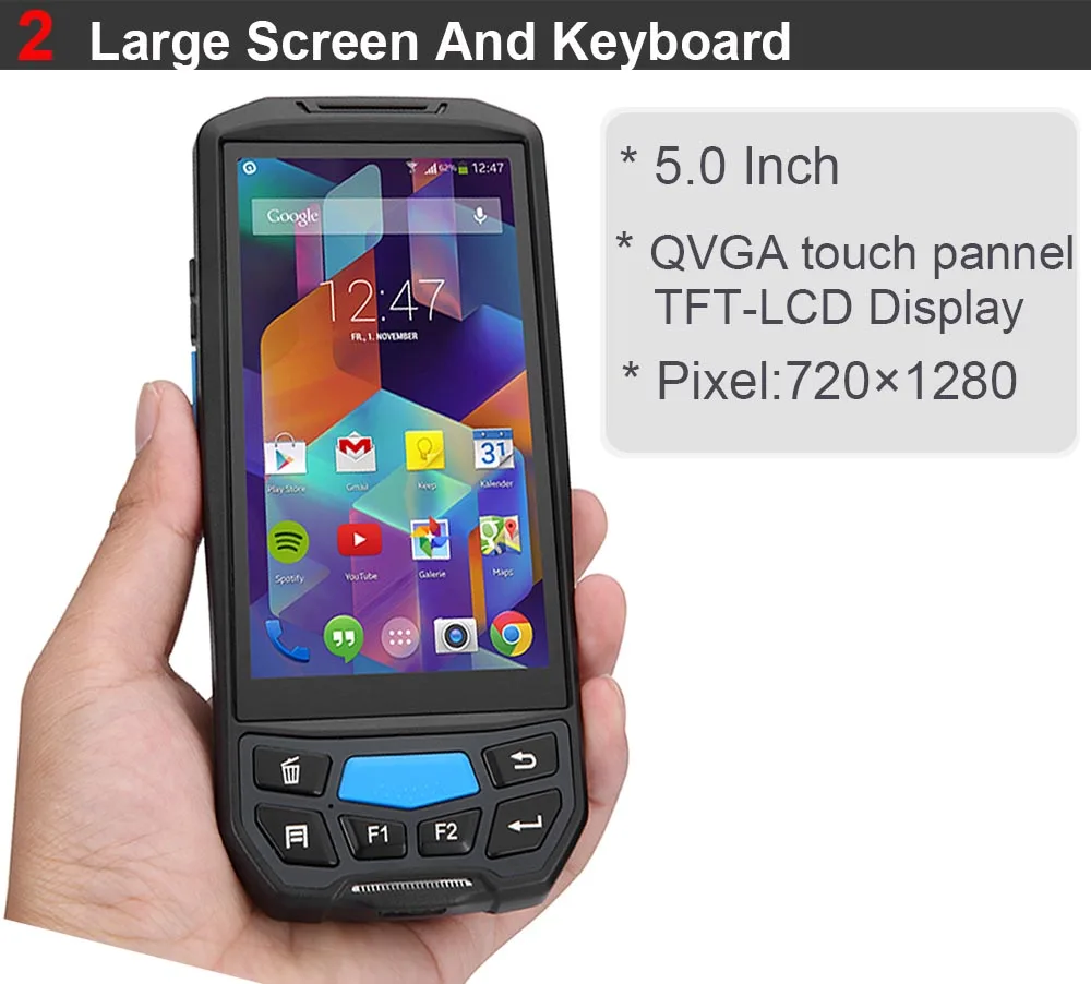 Новое поступление КПК Android 7 0 Ручной терминал с термопринтером встроенный RFID