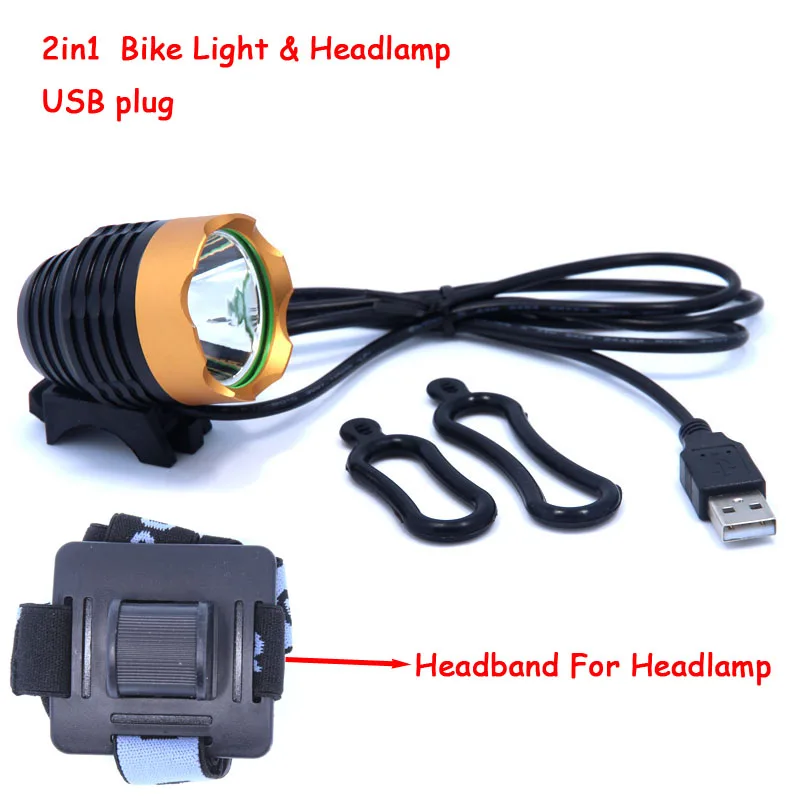 Налобный фонарь XM-L T6 светодиодный 2000 лм водонепроницаемый с USB | Лампы и освещение - Фото №1
