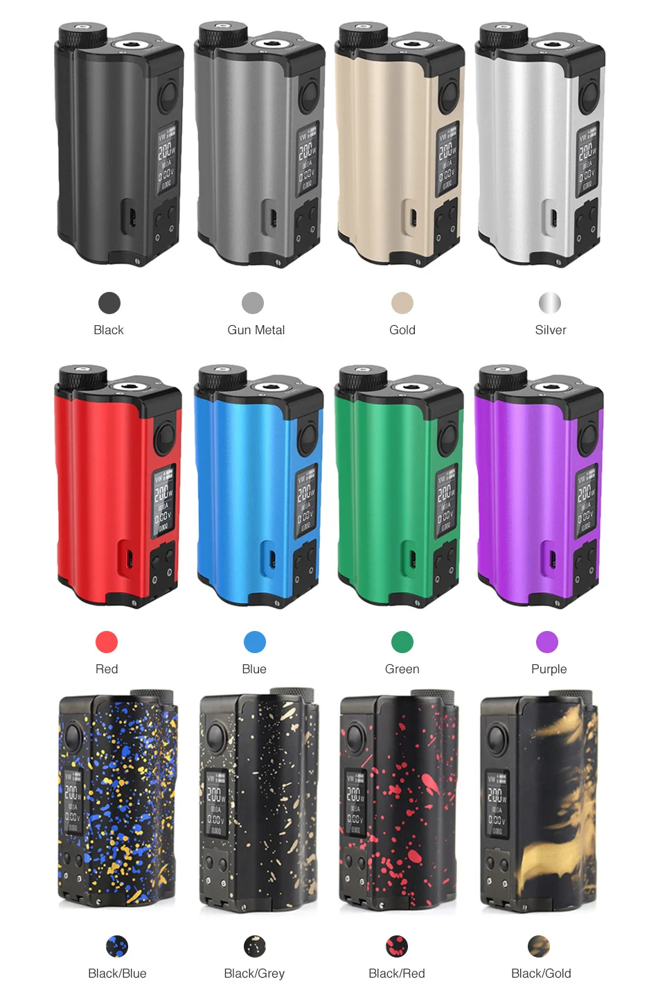 Original 200W DOVPO Topside Top Fill TC Squonk MOD with 10ml Large Squonk Bottle& 0.96 Inch OLED Screen Topside by Dovpo
