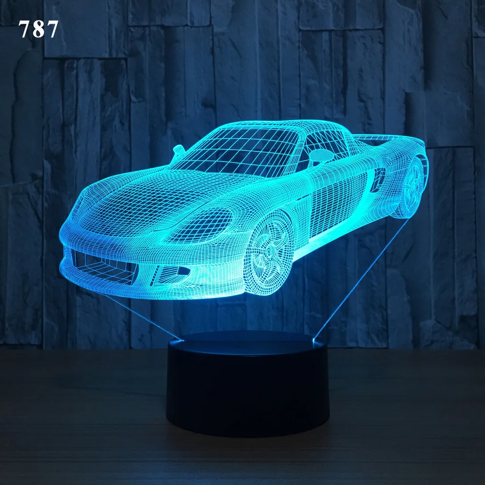 По форме спортивного автомобиля 3D ночник 7 цветов Изменение светодиодный ночник USB Умный дом украшение Новинка лампа Индукционная настольная лампа - Цвет: Style 3