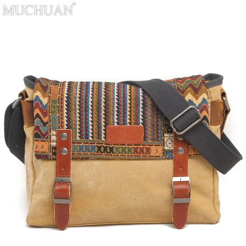 Muchuan 6007# Новая красочная сумка на плечо в этническом стиле, рюкзак для ноутбука, аксессуары для жизни, Холщовая Сумка - Цвет: Khaki