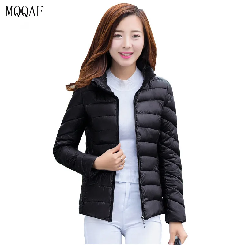 Зимняя женская хлопковая куртка с перьями новое однотонное легкое тонкое теплое