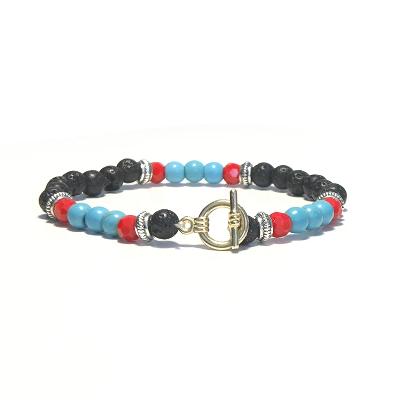 Трендовый мужской браслет из лавы простой крючок Шарм Braclet 6 мм натуральный