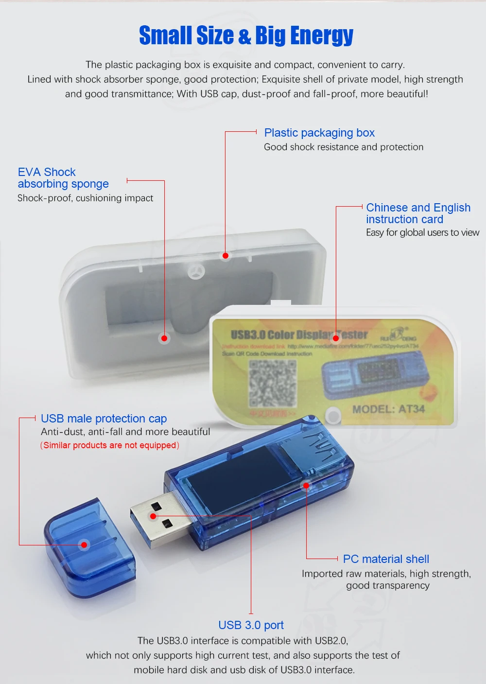 AT34 USB тестер QC 3,0 цветной ЖК-дисплей 3,7~ 30 В напряжение измеритель тока мультиметр заряда батареи voltimetro amperimetro