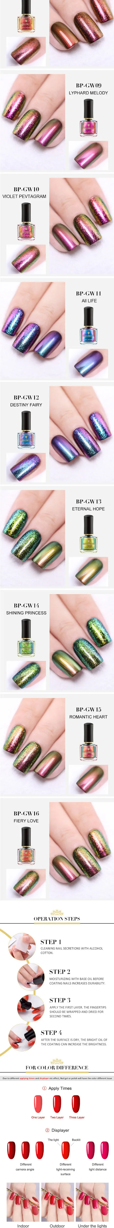 BORN PRETTY Magic лак для ногтей 6 мл Блестящие Блестки Цыганская вода серия лак для маникюра Лак для ногтей черная основа
