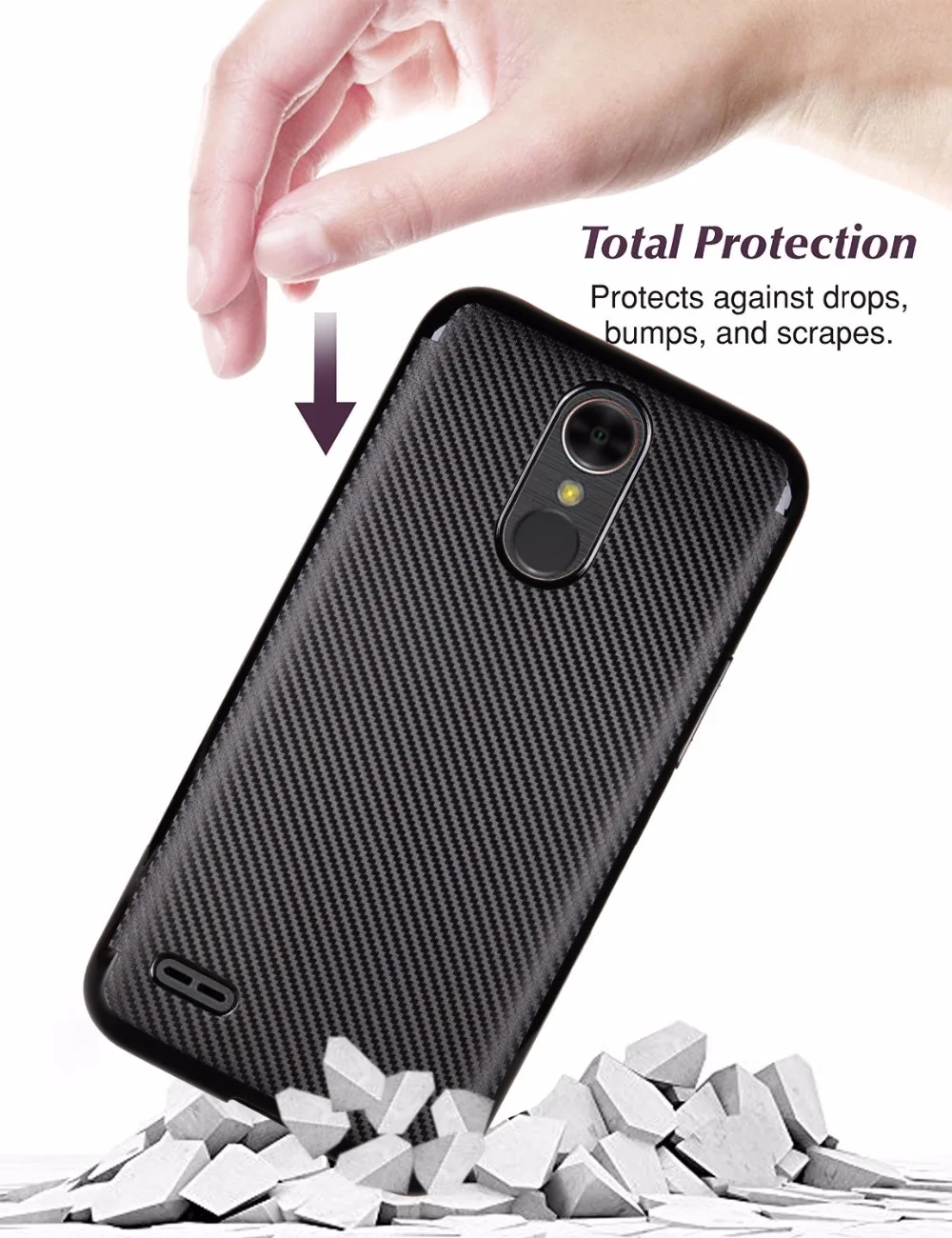 For LG K8 K10 Case Luxury Shockproof Carbon Fiber Ultra Thin Soft TPU Phone 2017 Slicone Back Cover |