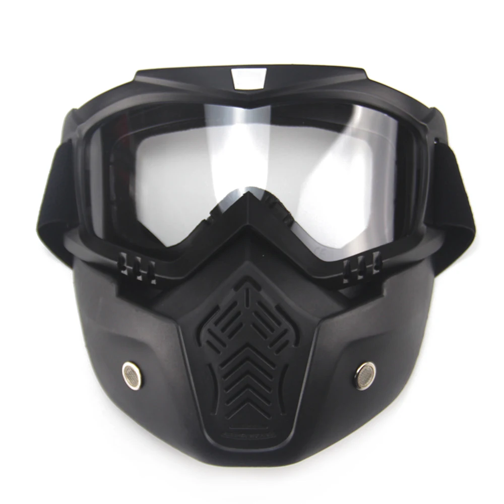 Mask Clear Lens Мотоциклетный шлем Ретро Винтаж Синтетическая кожа Casco Moto Cruiser Chopper скутер Кафе Racer 3/4 открытый шлем DOT - Цвет: Mask Clear Lens