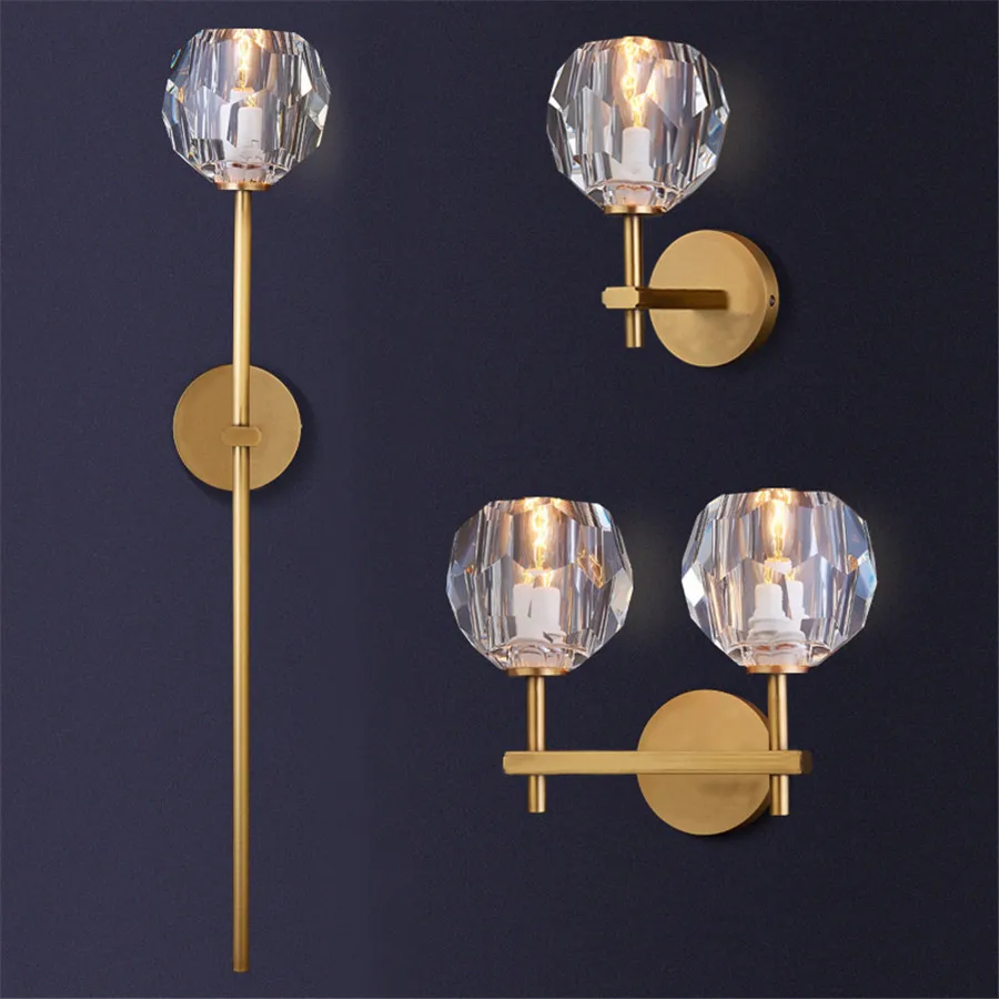 

Thrisdar Nordic Minimalist Crystal Wall Lamp Hotel Aisle Bedroom Bedside Wall Light bathroom Study Foyer Corridor Wall Light