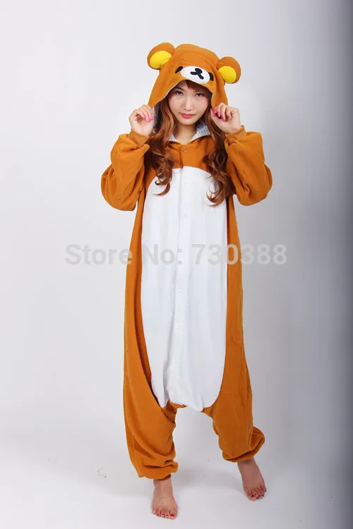 Забавный аниме рилаккума животное медведь Onesie для женщин мужчин и взрослых