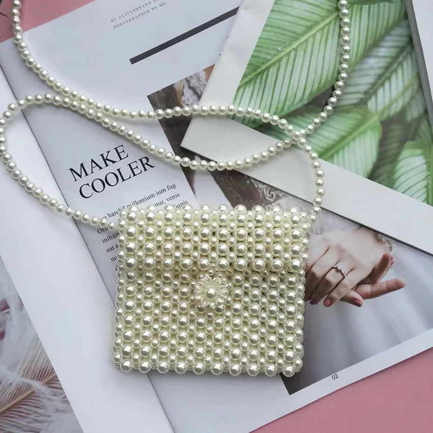 Hand-woven Pearl Bag Lady Net Red with The Same Style Small Crowd Design Ins Inclined | Багаж и сумки
