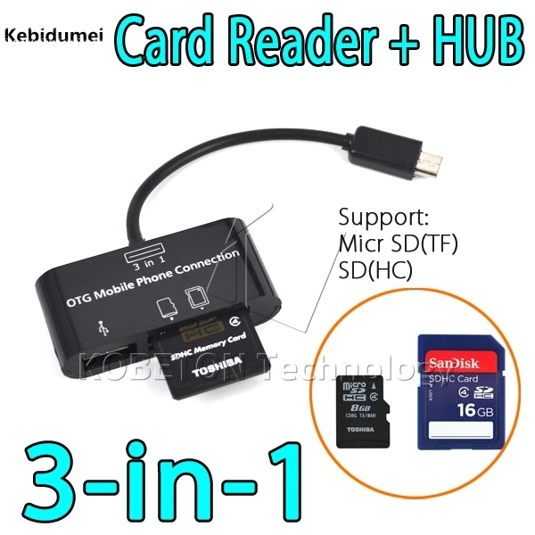 Micro USB HUB Кабель адаптер для Samsung S5/S4/S3 HTC ONE Sony Xperia Z1 Z2 Z3|card reader|tf card readercard reader |