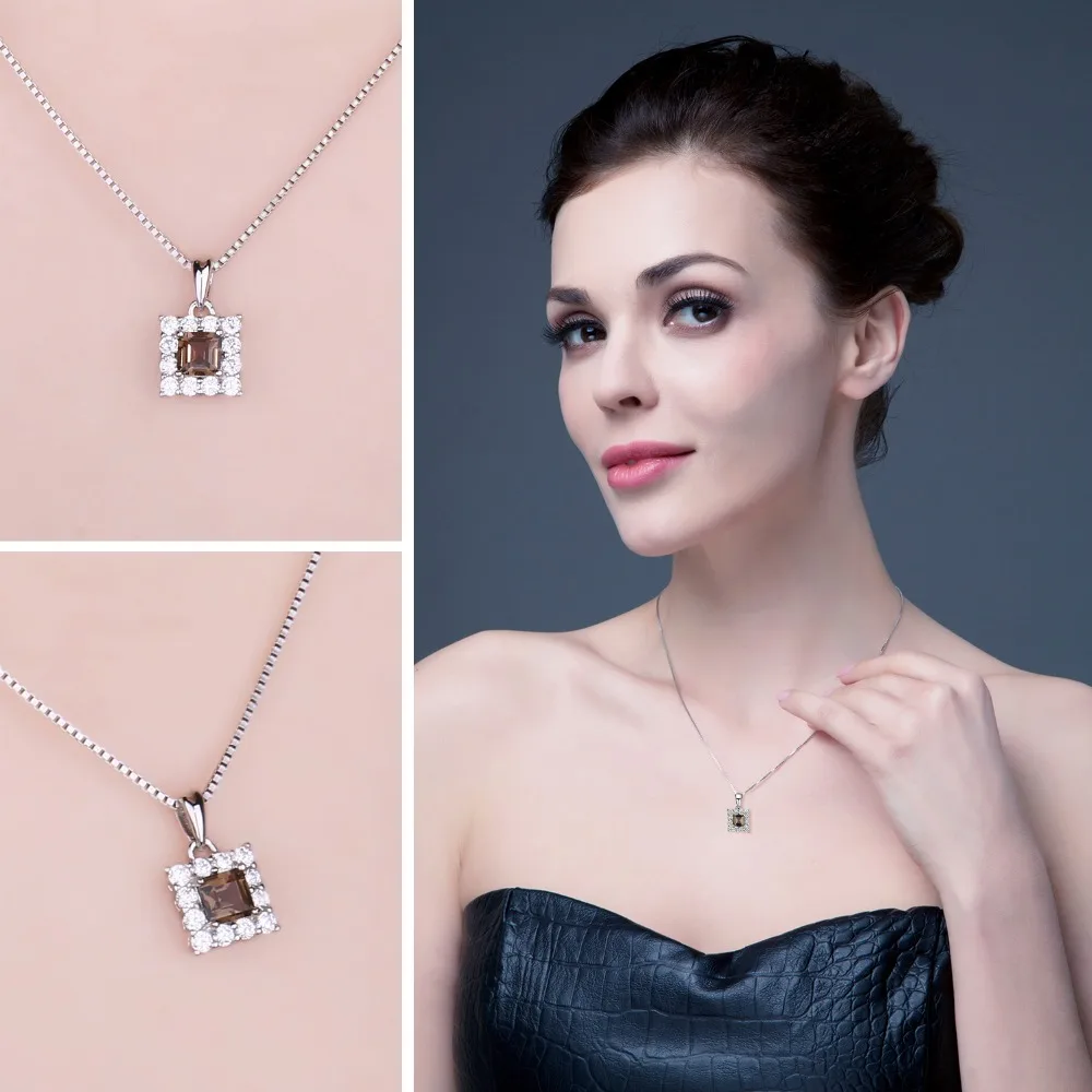 Jewelrypalace бренд классический 0.6 КТ площадь-cut подлинная дымчатый кварц Halo Подвески
