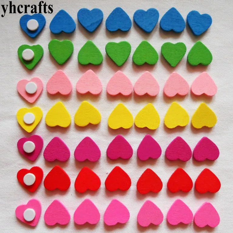 

1000PCS/LOT.10 color 1.8cm wood heart star flower stickers Scrapbooking kit,Early educational toys Kindergarten craft diy toys