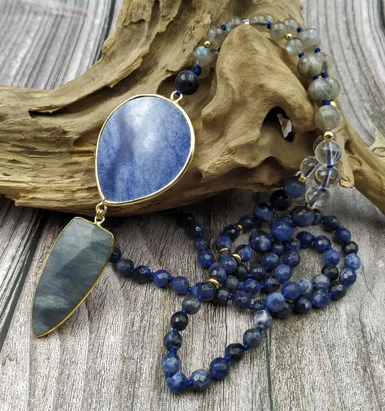 Кулон из Лабрадорита и бусин-кальдалита YA3878 ожерелье ручной работы - купить по
