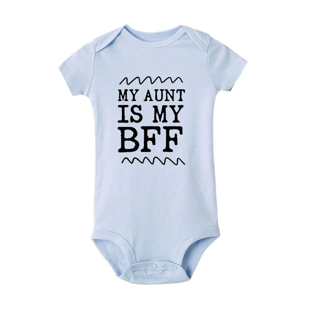 Забавные белые боди для новорожденных с надписью «My Aunt Is My Bff»; детские летние хлопковые комбинезоны с короткими рукавами для мальчиков и девочек - Цвет: RB08-SRPLB-