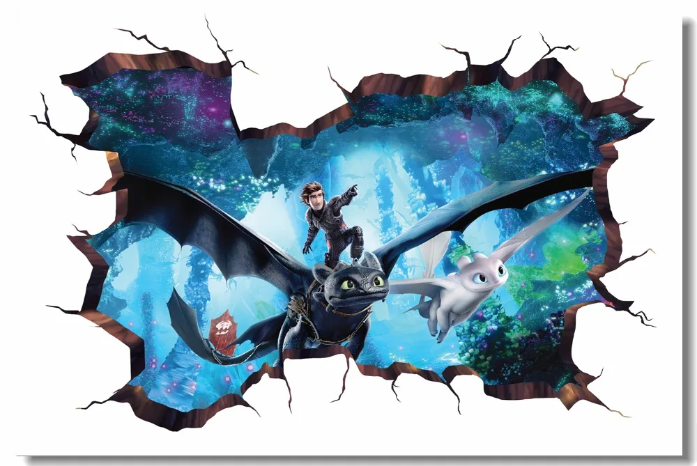 Печать на заказ Настенная роспись Как приручить дракона 3 плакат HTTYD 3D Наклейка на стену Беззубик обои для столовой наклейки#0866