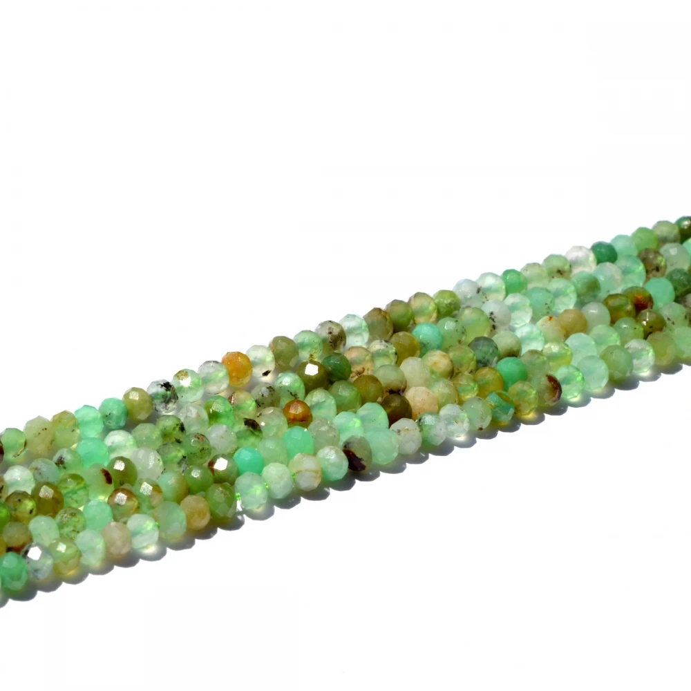 

Natural 4mm rondelle green Chrysoprase beads full strand