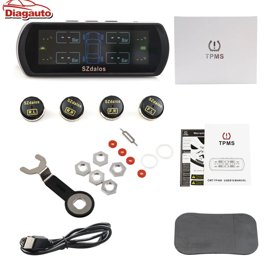 SZDALOS TP400 TPMS цветной Солнечный Авто заряженный дисплей с внутренними датчиками