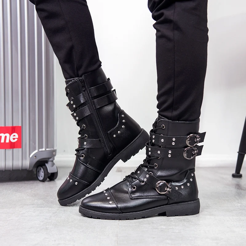 Мода 2017 г. Для мужчин ботинки осень зима из искусственной кожи мотоботы Мужчин's