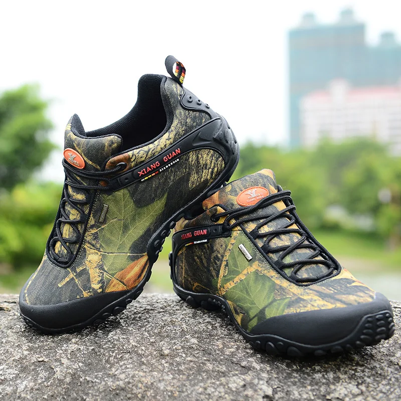 

Xiang Guan outdoor large size EU 36~48 men women Camouflage waterproof hiking shoes Anti-skid Wear-resistant climbing sneakers