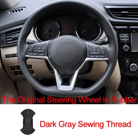 Rubber Dark Gray HuiER ручного шитья чехол рулевого колеса автомобиля для Nissan ногами X-TRAIL марта космического аппарата изгой Qashqai Serena Оплетка на руль - Название цвета: Rubber Dark Gray