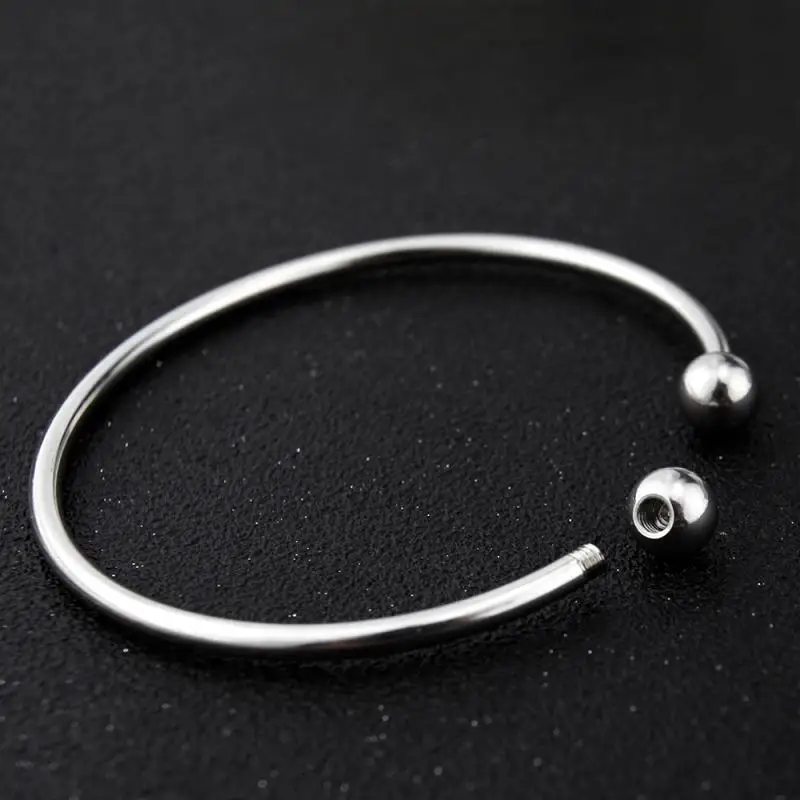 

1pc Women Silver Stainless Steel Expandable Wired Bangles Bracelets Adjustable Ball Beads Open Cuff Bangles Jewelry Gift SL-021
