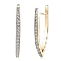 new arrivals v shape shining cubic zircon buckle hoop earrings for women champagne gold color ladies earrings girl jewelry 2019