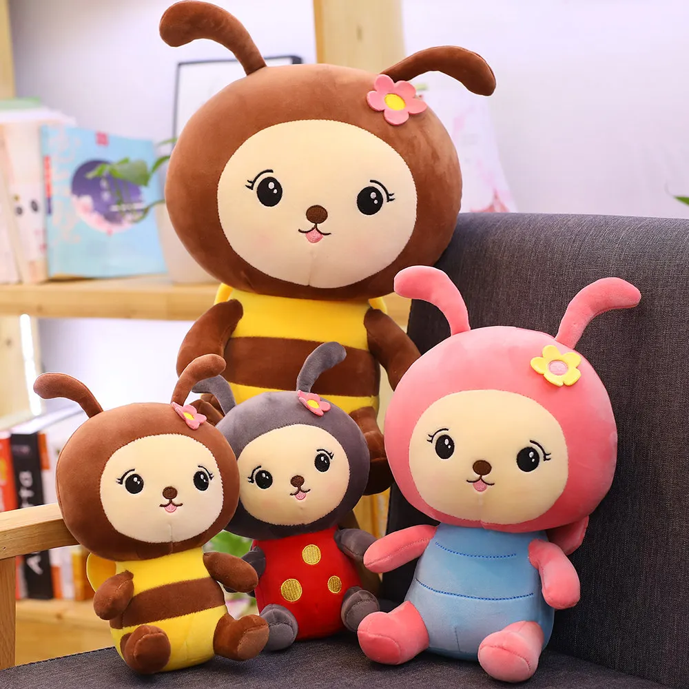 1 шт. Новинка 25 ~ 40 см Kawaii Honeybee плюшевые игрушки милая Пчелка с крыльями мягкие